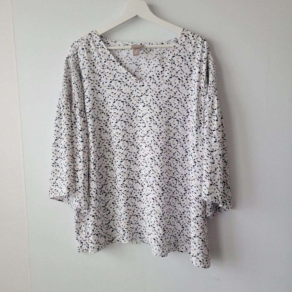 chicos womens‎ v-neck shirt size xxl popover short sleeve printed